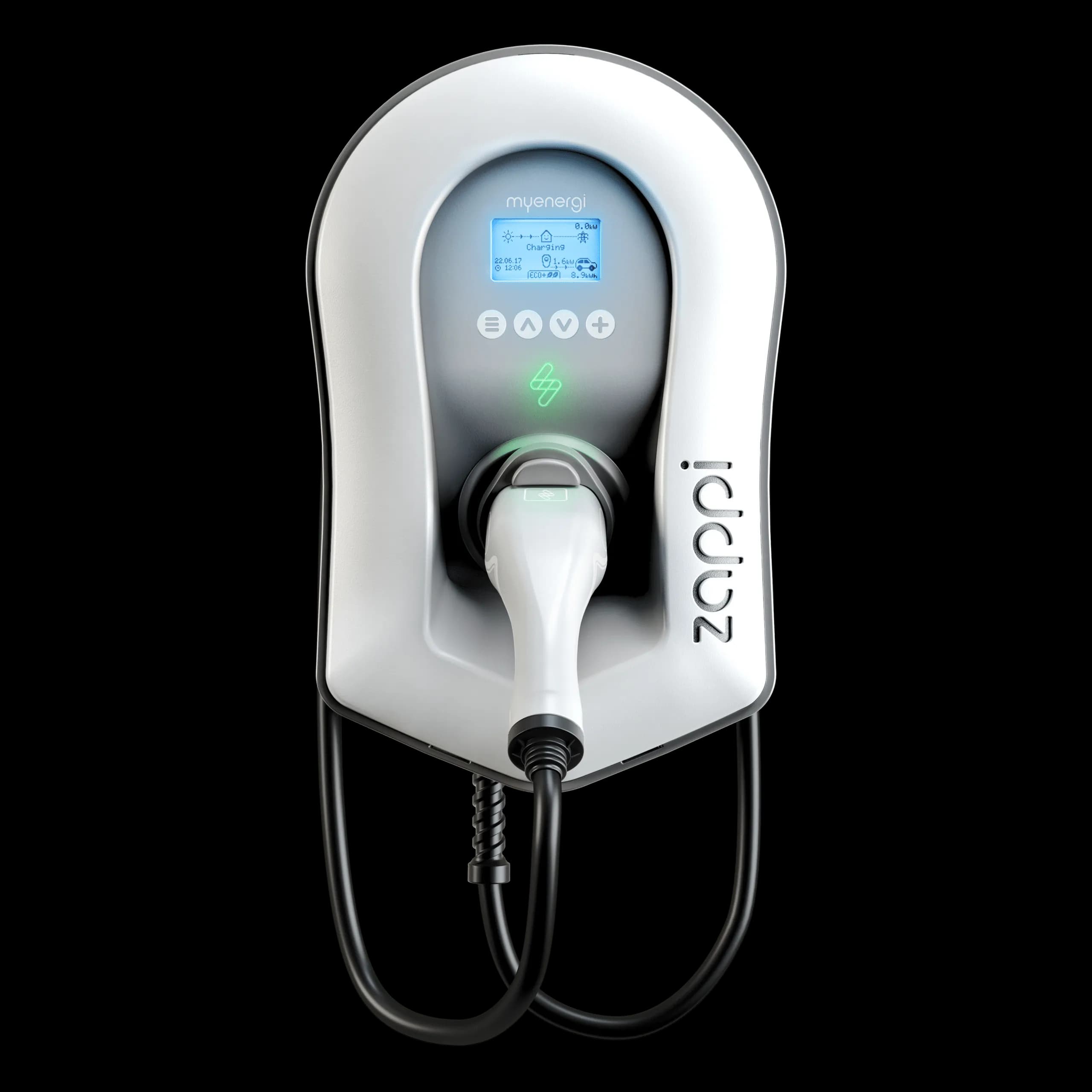 myenergi Zappi 7kW home EV charger of the type Mackie Electrical installs